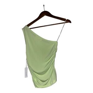 Six/Fifty One Shoulder Green Women Tank Top Small Summer Casual Party Event